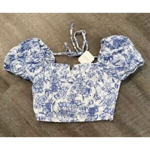Title: Altr’d State Floral Smocked Puff Sleeve Crop Top – Size M – EUC
